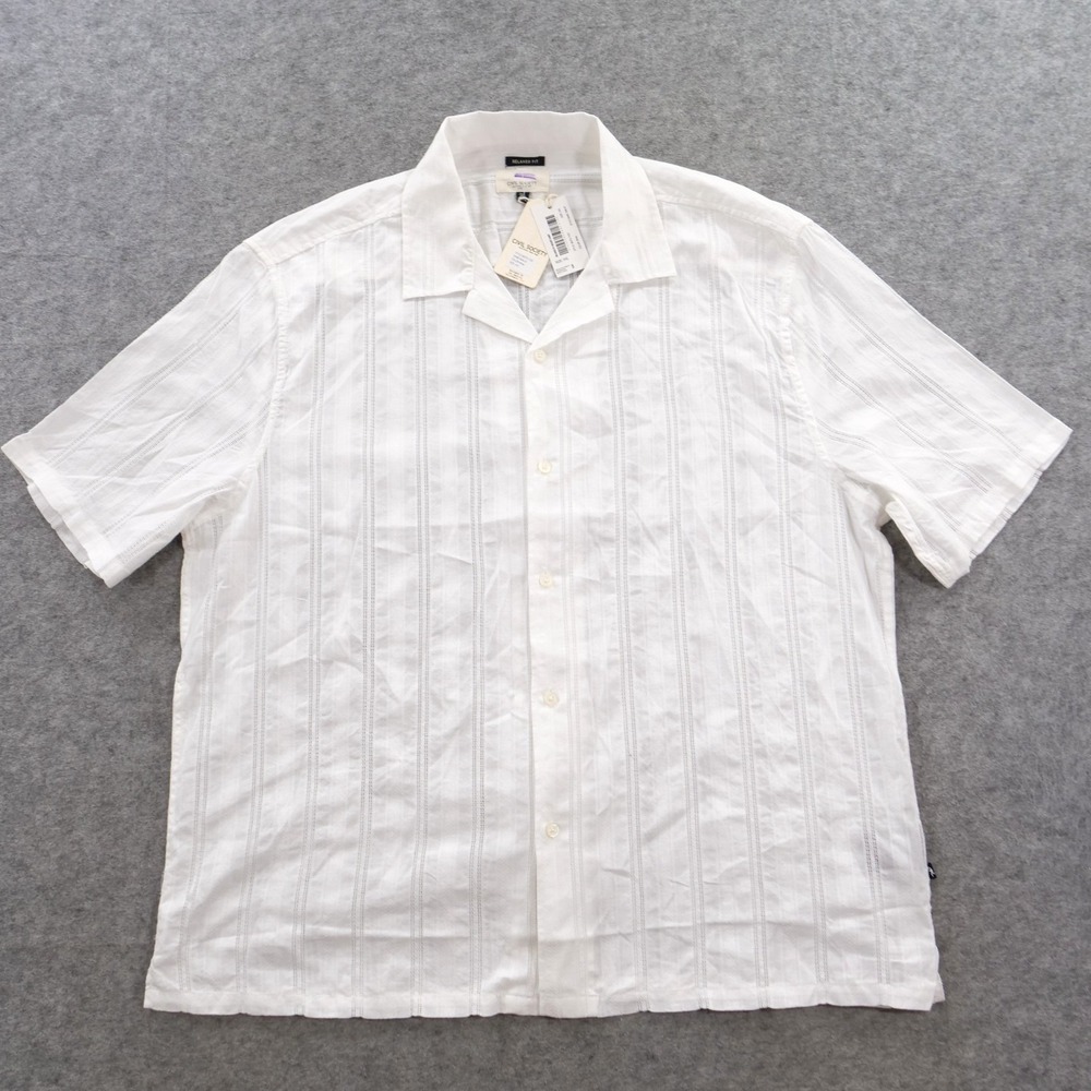 Civil Society Shirt Mens 2XL XXL White Button Open Knit Resort Pocket Camp New